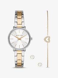 No battery change required and powered by all types of light. Mini Pyper Pave Two Tone Watch Bracelet And Stud Earrings Set Michael Kors