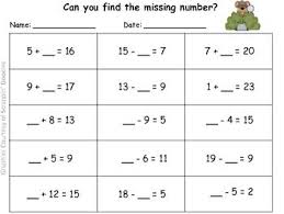 Our second set of missing numbers worksheets works on counting backwards from 10 down to 1, and any number along the way. Students Complete The Worksheet By Finding The Missing Number In The Addition Or Subtraction Problem Missing Numbers Math Centers 2nd Grade Math