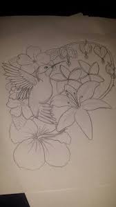 Hummingbird Primrose Plumeria Bleeding Hearts Lily Hibiscus Drawing I Did 2 23 15 Hibiscus Drawing Hummingbird Drawing