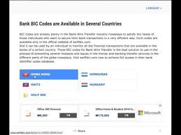 Swift/bic codes are used to identify specific banks and branches in international money transfers all swift codes consist of 8 or 11 characters. Bic Swift