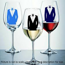 Details About Wine Glass Stickers Man In Tux Champagne Glass Stickers Decals Gift Item