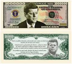 JUEGO DE 5 BILLES-JOHN F. KENNEDY (JFK) CONMEMORATIVO MILLONES DE DÓLARES