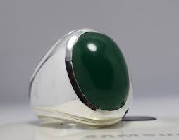 Dark Green Yemeni Aqeeq Ring Aqiq Akik Bague 925 Sterling Etsy Rings For Men Agate Ring Sterling Silver Rings