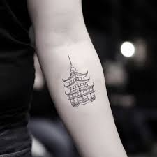 Pagoda Temporary Tattoo Sticker Set Of 2 Custom Temporary Tattoos Tattoos Tattoo Stickers