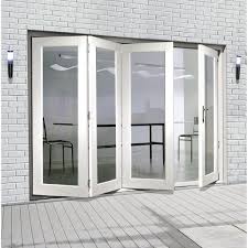 La Porte Vista 4 Door White Folding Door Set 3 Doors Open Left Fully Decorated Bifold Patio Doors Stair Railing Design Folding Patio Doors