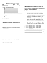 It includes making observations and asking a question, forming a hypothesis, designing an experiment, collecting and analyzing data, and drawing a conclusion. Applying Scientific Method Worksheet Design Of Experiments Scientific Method