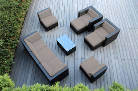 Manufactured by glen raven inc., sunbrella fabrics are used for a variety of applications including outdoor furniture, indoor furniture, boat covers, convertible automobile tops, and awnings. Ohana Outdoor Patio Wicker Furniture 10 Piece Conversation Set With Sunbrella Rain Options