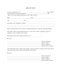 utility trailer bill of sale form free printable legal forms