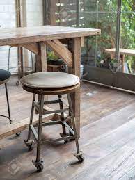 Easy assemble and clean pedicure stool: Old Vintage Iron And Wooden Bar Stools With Wheels With Black Stock Photo Picture And Royalty Free Image Image 114918546