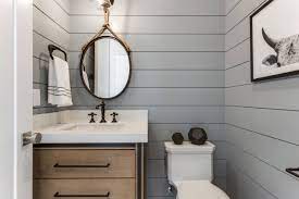 Using simple molding and paint creates a special wall treatment. 75 Beautiful Farmhouse Gray Powder Room Pictures Ideas July 2021 Houzz