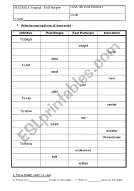 Irregular Verbs Chart Esl Worksheet By Pgonzalez