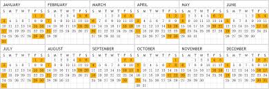 Calendar Of First Third And Fifth Weekends The Texas