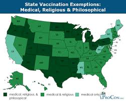 state vaccination exemptions for children entering public