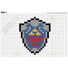 Use the paint bucket tool in the graphic editor to dump paint in the squares to make your pixel art! Link Shield Pixel Art Brik