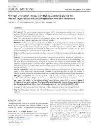 PDF) Androgen Deprivation Therapy in Pedophilic Disorder: Exploring the  Physical, Psychological, and Sexual Effects From a Patient's Perspective