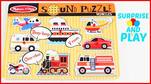 Puzzle board & 8 peg puzzle pieces 8.75h x. Learn Vehicles And Vehicles Sounds With Melissa And Doug Sound Puzzles Youtube