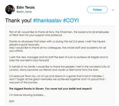 Coach edin terzic sends open letter to fans and david moyes after sacking sacked west ham coach edin terzic has written an open letter after being given the chop today. Slaven Bilic S No 2 Edin Terzic Posts Emotional Farewell Message After West Ham Sacking Daily Star