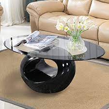 End tables at walmart artistic decor as well as marvelous outdoor, source: Mecor Black Oval Glass Coffee Table With Round Hollow Base Modern End Side Coffee Table For Home Living Room Furniture Walmart Com Walmart Com