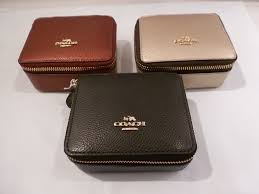 Black And Gold Carriage Nwt Coach Zip Around Jewelry Case Metallic Cherry Leather 66502 Jewelry Case Coach Jewelry Gold Leather