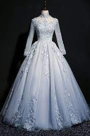 Unique Light Blue Tulle Long Lace Applique Senior Prom Dress Evening Dress With Sleeve Senior Prom Dresses Evening Dresses With Sleeves Light Blue Prom Dress