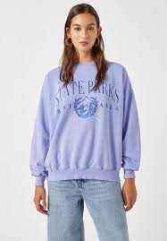 Pull Bear Sweatshirt Mottled Blue Blau Meliert Zalando De
