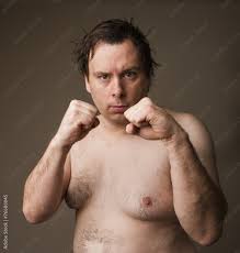 a fat naked man ready for the brawl Stock Photo | Adobe Stock
