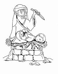 It shows the boy tied to an altar with his father standing over him. Abraham And Isaac Coloring Page Elegant Abraham Sacrifices Isaac Free Co Abraham And Isaac Coloring Page Abraham And Sarah Coloring Page Monster Coloring Pages