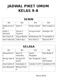 Check spelling or type a new query. Jadwal Piket Umum Kelas 9