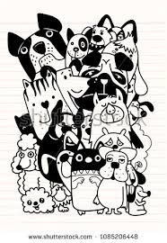 Hand Drawn Doodle Funny Dogs Set Vector Illustration Cute Doodle Art Animal Doodles How To Draw Hands