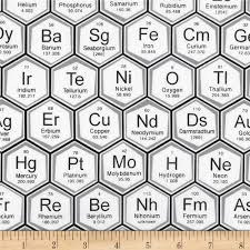 Kaufman Science Fair Periodic Table White Printing On Fabric Black And White Fabric Science Fair