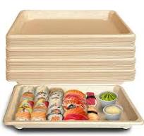 EcoQuality Compostable Sushi Trays X-Large - Natural Sugarcane Bagasse Take  Out Sushi Container - Biodegradable Disposable Sushi Plate Eco Friendly ...