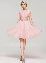 Us 133 00 A Line High Neck Knee Length Chiffon Homecoming Dress With Beading Sequins Jj S House Satin Homecoming Dress Chiffon Cocktail Dress Fashion Dresses Formal