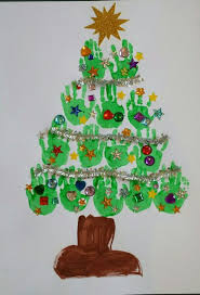 Christbaum Mit Handabdrucken Der Kinder Dann Selbst Verziert Christmastree Made With H Basteln Weihnachten Kindergarten Weihnachten Weihnachtsdeko Basteln