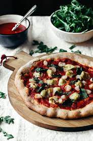 artichoke pickled onion pizza w harissa tomato sauce kale pesto parm homemade pickles pickled onions best lunch recipes