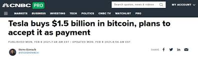 Tesla has invested $1.5 billion in bitcoin and plans to start accepting the cryptocurrency as payment in the near future, the the move is a major sign of support for bitcoin and could encourage other major companies to follow suit in accepting the world's most popular cryptocurrency. Bitcoin Hits New All Time High As Tesla Buys 1 5 Billion Btc Bitcoin Market Journal