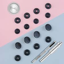 50 Sets Press Studs Cap Button,Stainless Steel Snap Fasteners Kit with Hand  Fixing Tools, Instant Metal Buttons No-Sew Clips Snap for Bags, Jeans, ...