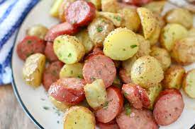 Air Fryer Potatoes And Sausages The Little Potato Company Recipe Sausage Recipes Potatoes Recipes