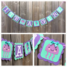 Under The Sea It S A Girl Banner Under The Sea Baby Shower Banner Seahorse Jelly Fish Made To Ord Baby Shower Planning List Baby Shower Planning Baby Shower