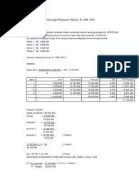 Contoh soal payback period npv dan irr. Contoh Soal Perhitungan Payback Period