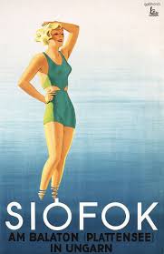 Beautiful Original 1930s Hungary Beach Travel Poster Vintage Beach Posters Travel Posters Vintage Poster Art