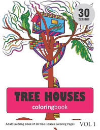 Mono color black ink illustration, vector art. Tree Houses Coloring Book 30 Coloring Pages Of Tree House In Coloring Book For Adults Vol 1