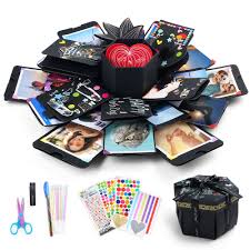 Lid for the explosion box is made first by sticking the side pieces to the main cardboard piece. Explosion Gift Box Diy Surprise Photo Box Creative Scrapbook Album Box Love Memory Exploding Picture Box Anniversary Wedding Valentines Day Birthday Gift Walmart Com Walmart Com