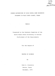 Well, what do you know? Career Aspirations Of High School Home Economics Students In Palo Pinto County Texas Unt Digital Library