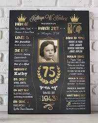 Birthday Gifts For 75 Year Old Woman 75th Birthday Gift 75th Birthday Poster 75 Years Ago Back In Etsy In 2020 75th Birthday Gifts 75th Birthday Decorations 75th Birthday Parties