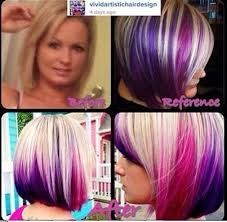 Blonde Pink And Purple Hair Bob Hair Color Artistic Hair Pinwheel Hair Color