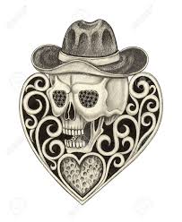 Steampunk skull tattoo with brush strokes and hawaiian flowers. Skull Heart Tattoo Art Design Skull Mix Heart And Graphic Tribal Stock Photo Picture And Royalty Free Image Image 66754831