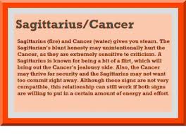 We did not find results for: Sagittariuscancer Sagittarius Fire And Cancer Water Gives You Steam The Sagittarian S Blunt Honesty May Unintentionally Hurt The Cancer As They Are Extremely Sensitive To Criticism A Sagittarius Is Known For Being A