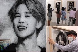 BTS Jimin's portrait by artist Kim Yongjin unveiled at the prestigious  Korea International Art Fair (2021) in Seoul