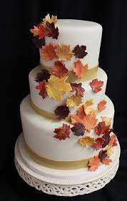 Golden Fall Leaves Cascade Wedding Cake Fall Leaf Cake Wedding Cakes Leaves Fall Wedding Cakes