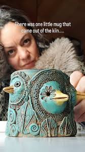 I'm so excited to show you my newest mugs..., but I can't plunge them all  into your feed at once, so I'll give you one just now., Do you like matte  or glossy glazes?, I prefer a combination of them ...